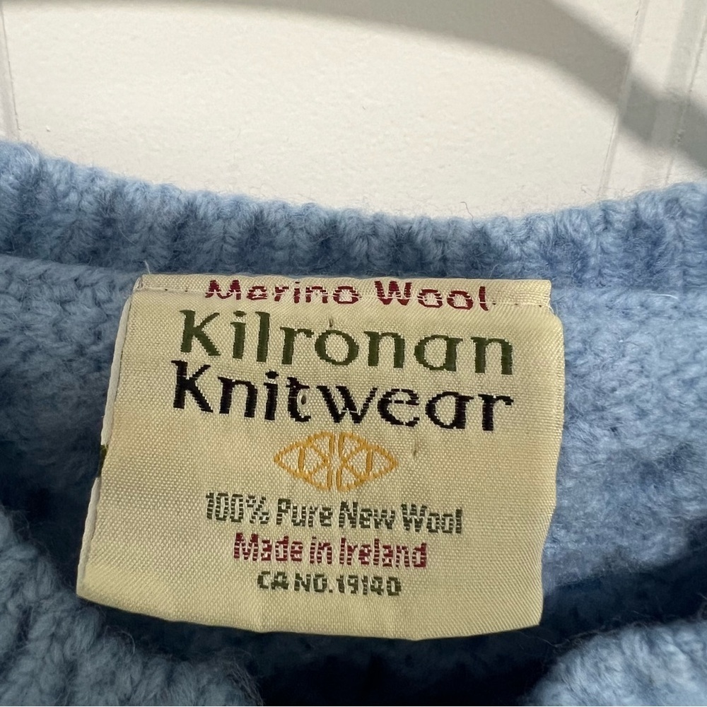 Kilronan Knitwear Kid’s 100% Pure New Wool Blue Cardigan Sweater Size XS - Picture 3 of 5